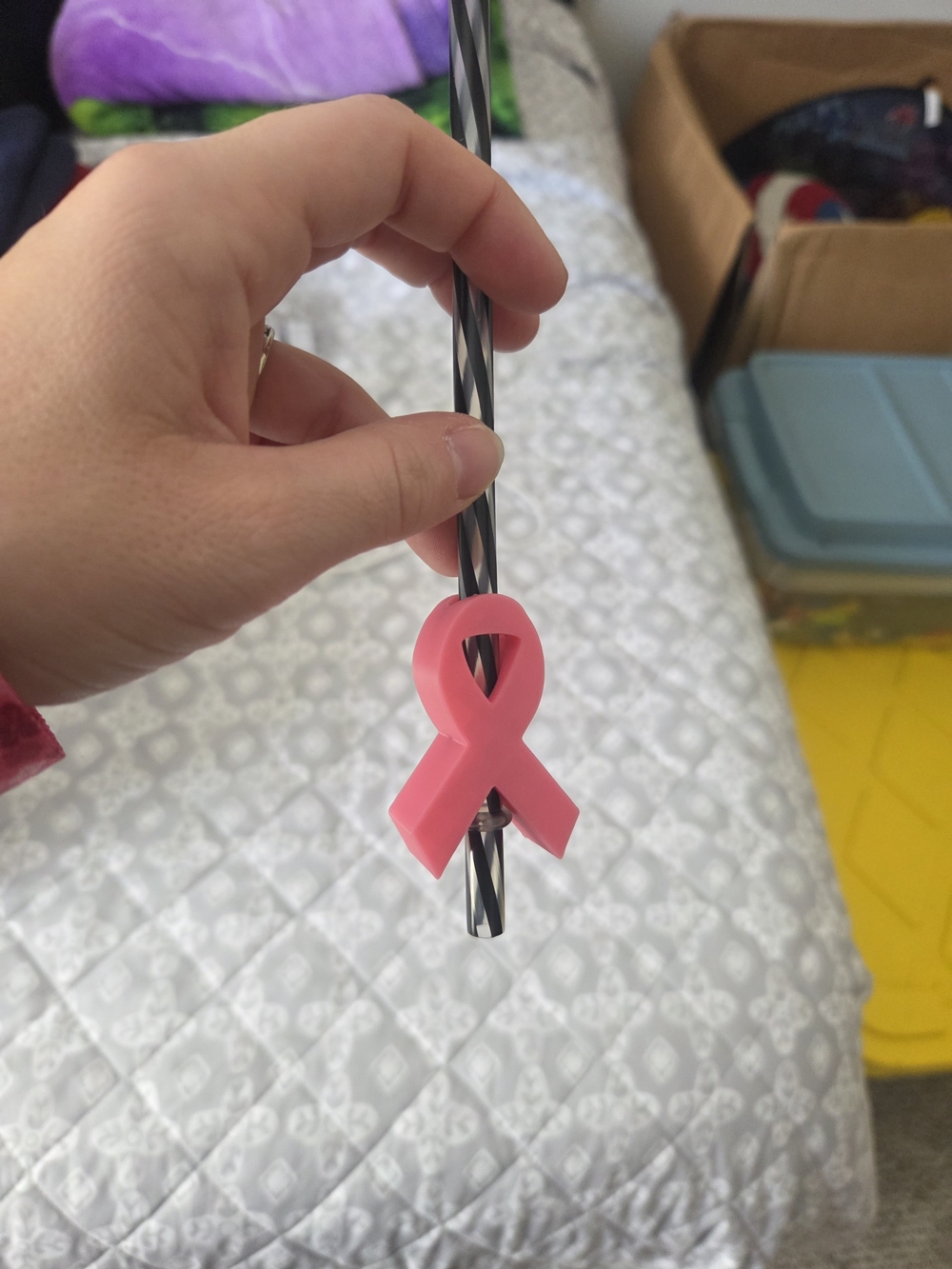 Pink Ribbon Straw Charm for Tumbler- Unbranded